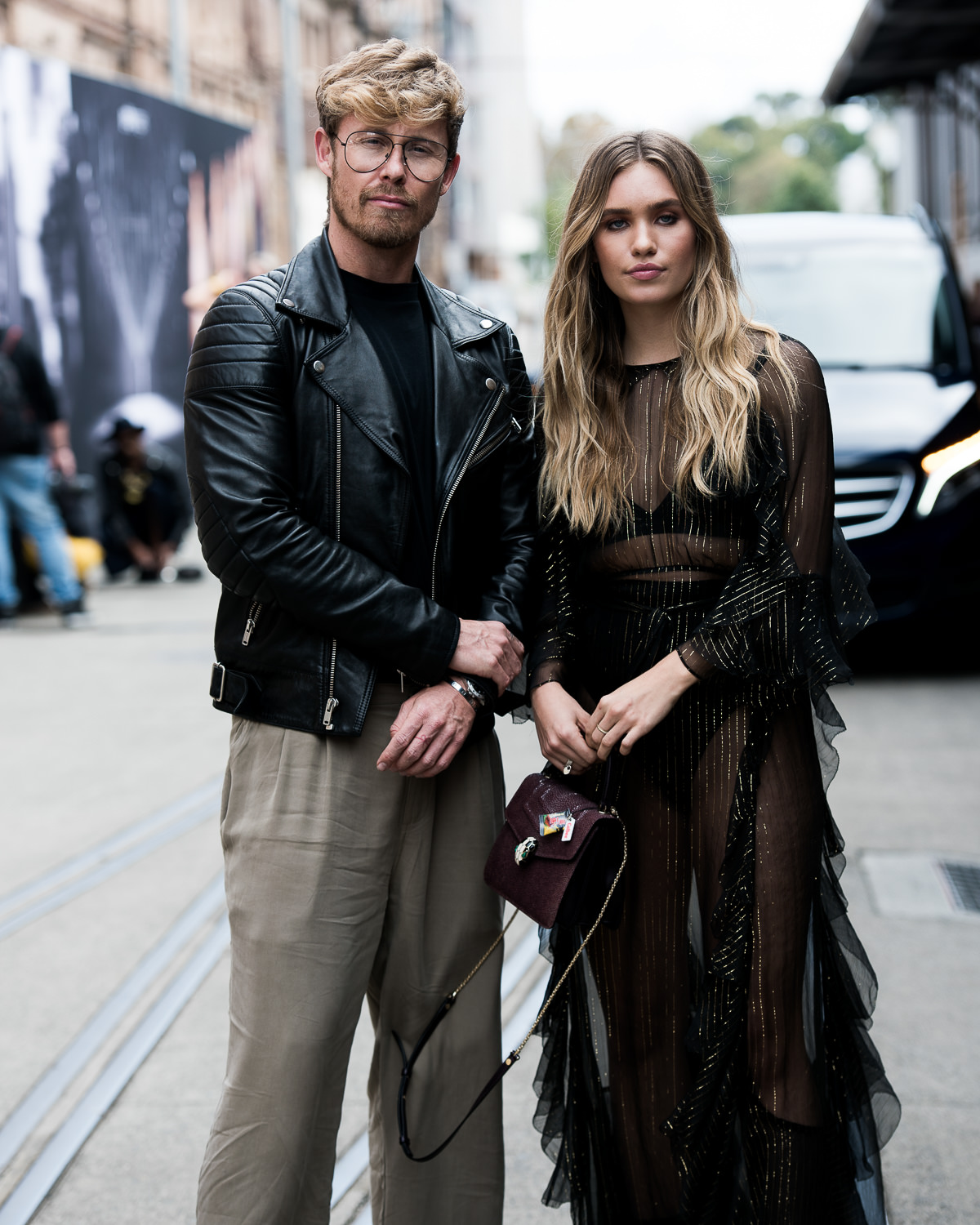 Max May @maxmade & Zoe Cross @crossandbone on their way to the Alice McCall show.